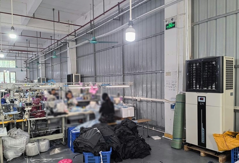 制衣廠整體降溫，應用星科工業省電空調-立式軸流機組